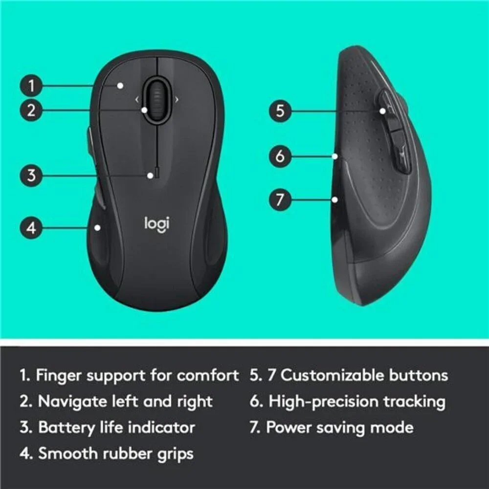 Logitech M510 Wireless Computer Mouse for PC with USB Unifying Receiver Graphite